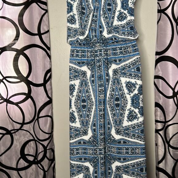 Blue, White, Pattern Full Length Maxi Dress Size 8 - Picture 11 of 13